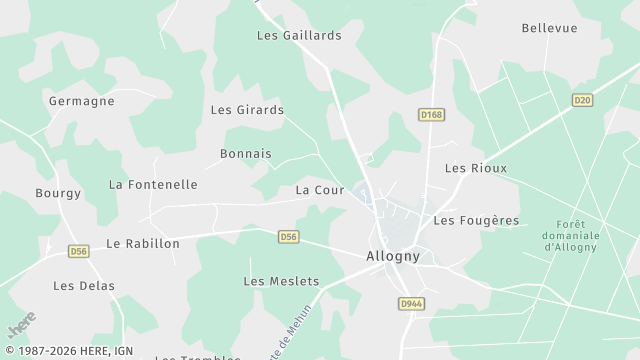 Carte de la zone d'intervention à Allogny