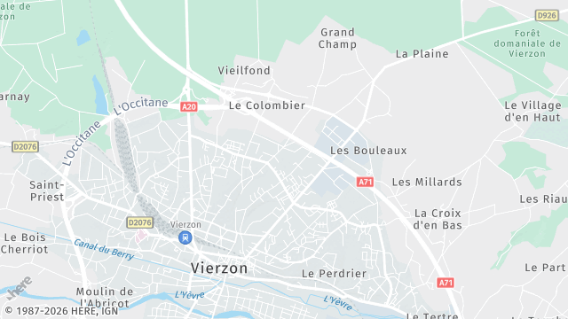Carte de la zone d'intervention à Vierzon
