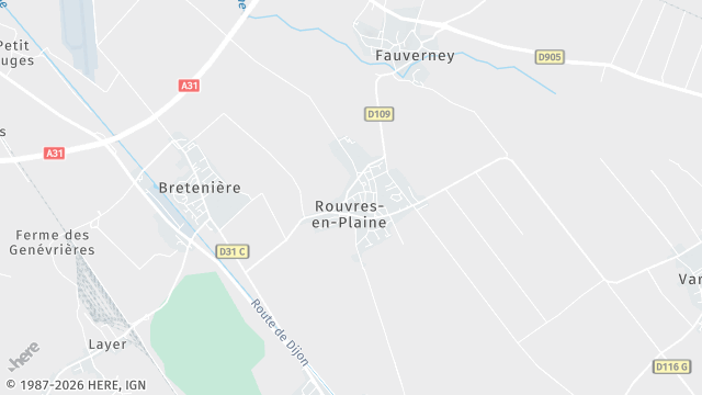 Carte de la zone d'intervention à Rouvres-en-Plaine