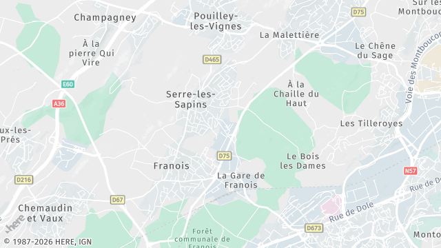 Carte de la zone d'intervention à Serre-les-Sapins