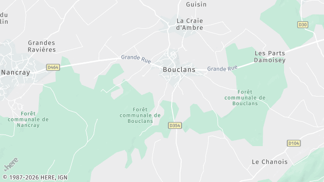 Carte de la zone d'intervention à Bouclans