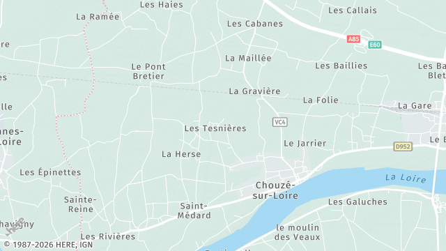 Carte de la zone d'intervention à Chouzé-sur-Loire