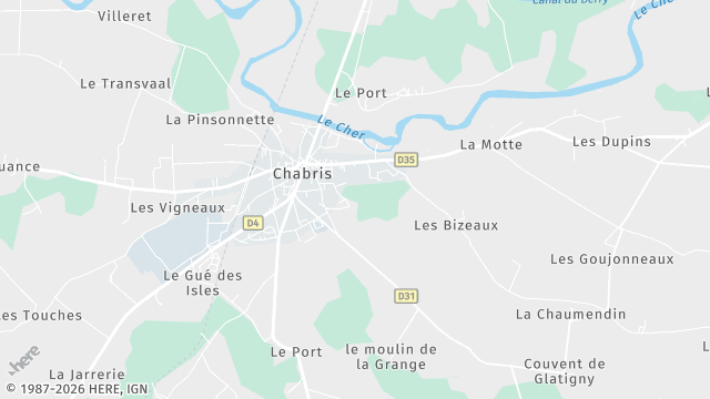 Carte de la zone d'intervention à Chabris