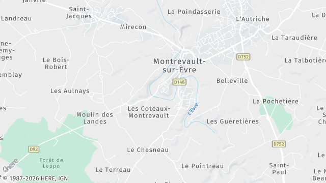 Carte de la zone d'intervention à Montrevault-sur-Èvre