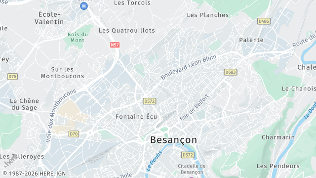 Carte de la zone d'intervention à Besançon
