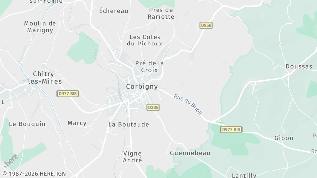 Carte de la zone d'intervention à Corbigny
