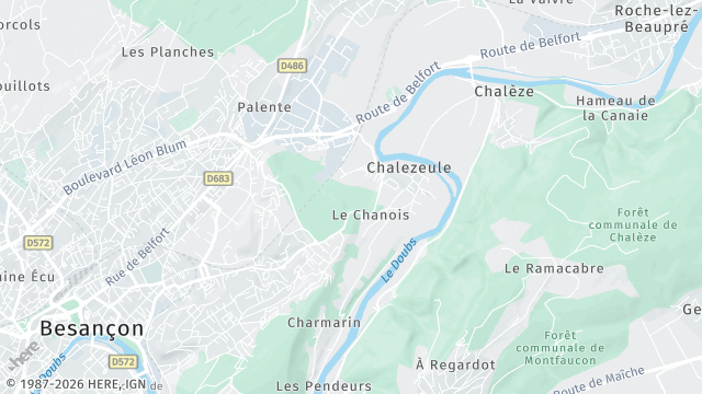 Carte de la zone d'intervention à Chalezeule