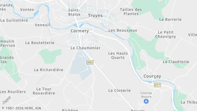Carte de la zone d'intervention à Cormery