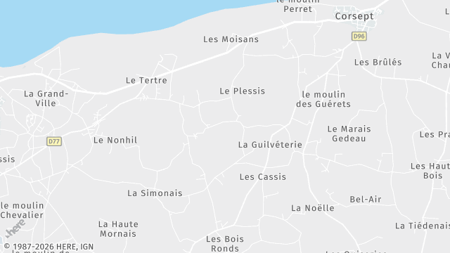 Carte de la zone d'intervention à Corsept