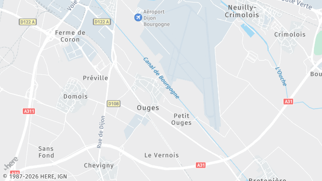 Carte de la zone d'intervention à Ouges