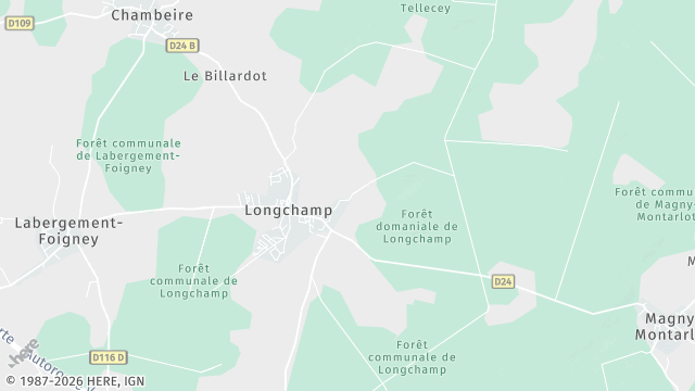 Carte de la zone d'intervention à Longchamp