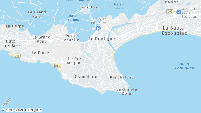 Carte de la zone d'intervention à Le Pouliguen
