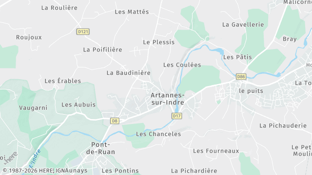 Carte de la zone d'intervention à Artannes-sur-Indre