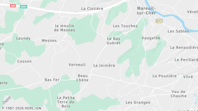 Carte de la zone d'intervention à Mareuil-sur-Cher