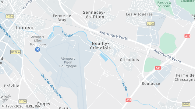 Carte de la zone d'intervention à Neuilly-Crimolois