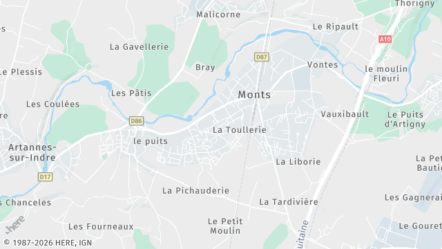 Carte de la zone d'intervention à Monts