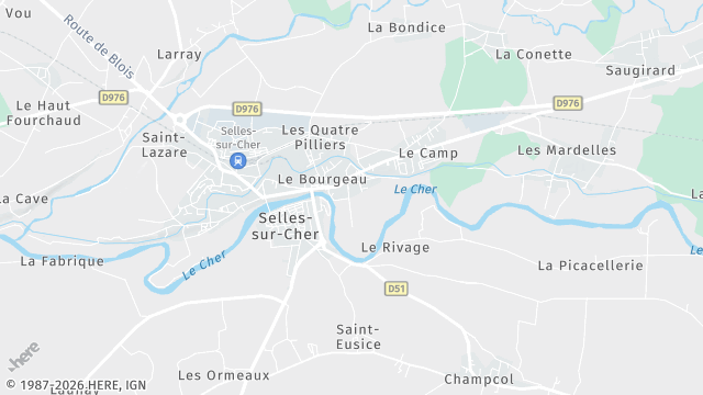 Carte de la zone d'intervention à Selles-sur-Cher