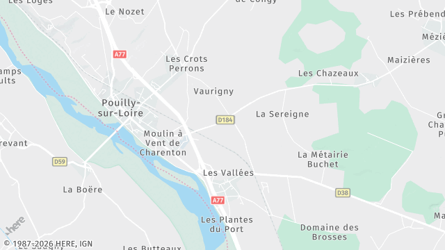 Carte de la zone d'intervention à Pouilly-sur-Loire