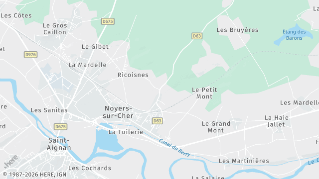 Carte de la zone d'intervention à Noyers-sur-Cher