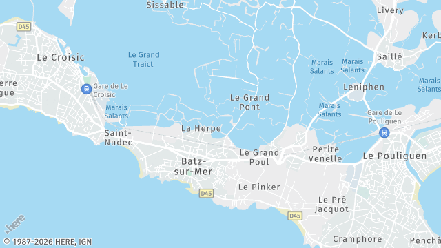 Carte de la zone d'intervention à Batz-sur-Mer