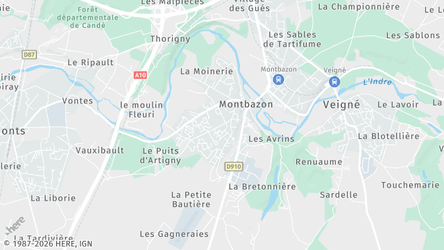 Carte de la zone d'intervention à Montbazon