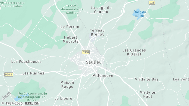 Carte de la zone d'intervention à Saulieu