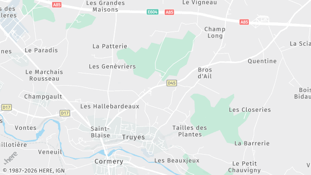 Carte de la zone d'intervention à Truyes