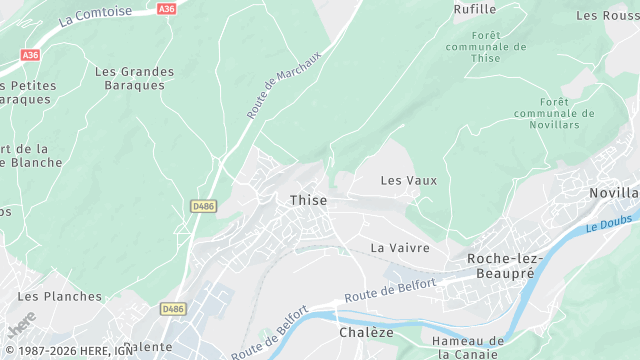 Carte de la zone d'intervention à Thise