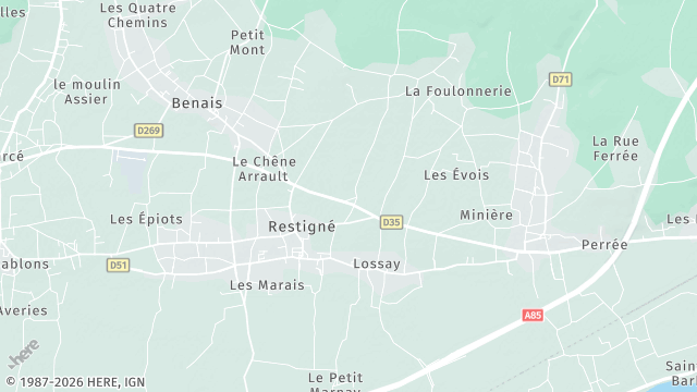 Carte de la zone d'intervention à Restigné