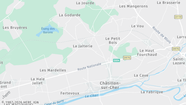 Carte de la zone d'intervention à Châtillon-sur-Cher