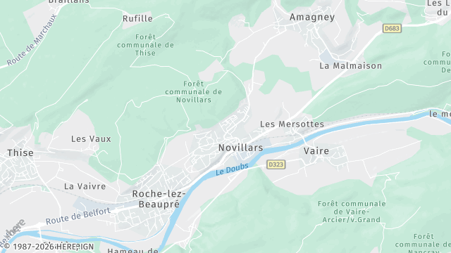 Carte de la zone d'intervention à Novillars