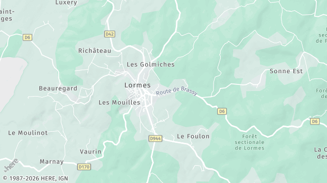 Carte de la zone d'intervention à Lormes