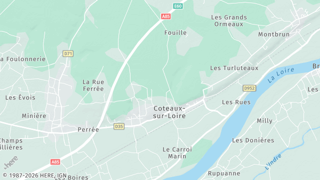 Carte de la zone d'intervention à Coteaux-sur-Loire