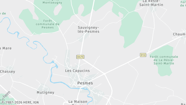 Carte de la zone d'intervention à Pesmes