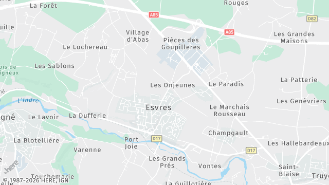 Carte de la zone d'intervention à Esvres
