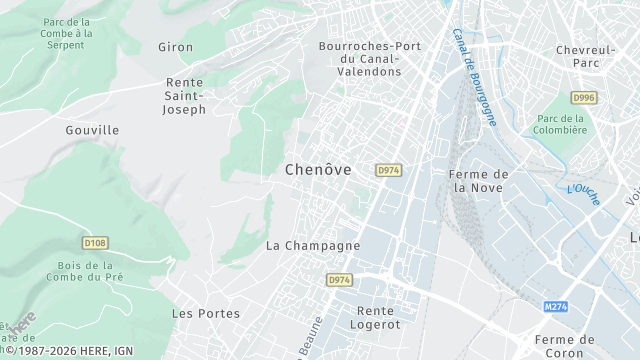 Carte de la zone d'intervention à Chenôve