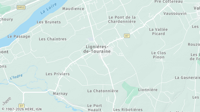Carte de la zone d'intervention à Lignières-de-Touraine
