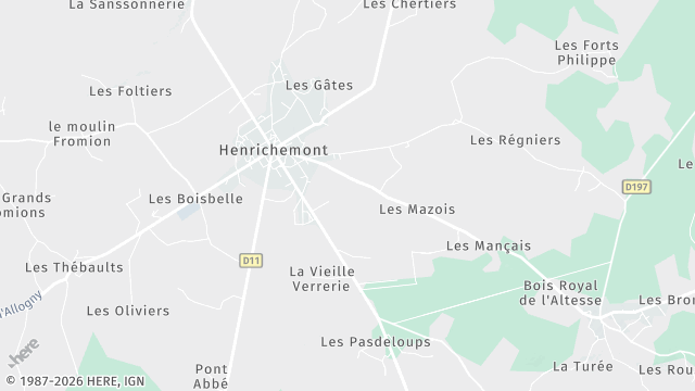 Carte de la zone d'intervention à Henrichemont