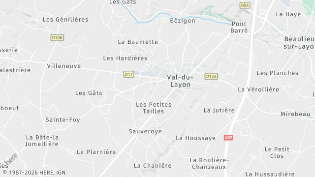 Carte de la zone d'intervention à Val-du-Layon
