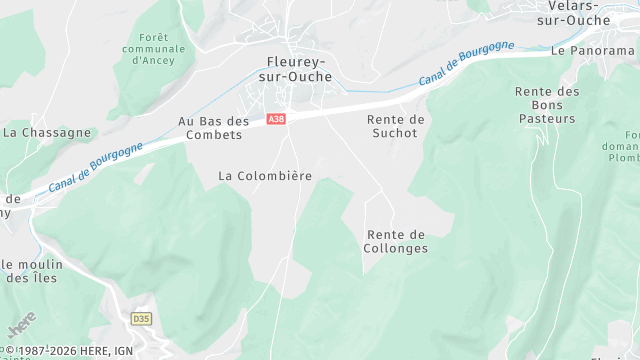 Carte de la zone d'intervention à Fleurey-sur-Ouche