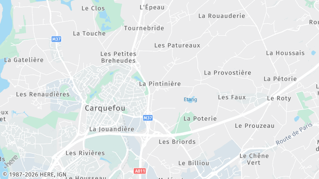 Carte de la zone d'intervention à Carquefou