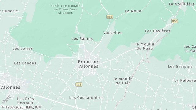 Carte de la zone d'intervention à Brain-sur-Allonnes