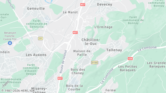 Carte de la zone d'intervention à Châtillon-le-Duc