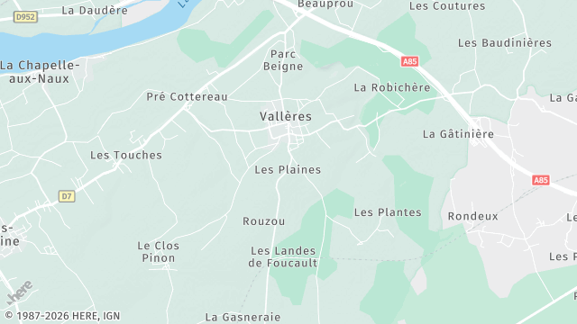 Carte de la zone d'intervention à Vallères