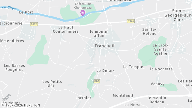 Carte de la zone d'intervention à Francueil