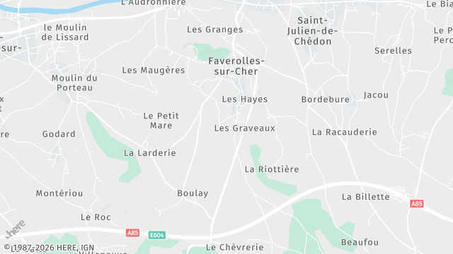 Carte de la zone d'intervention à Faverolles-sur-Cher
