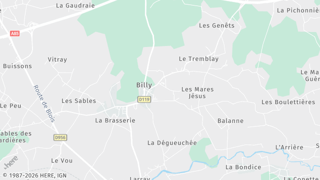 Carte de la zone d'intervention à Billy