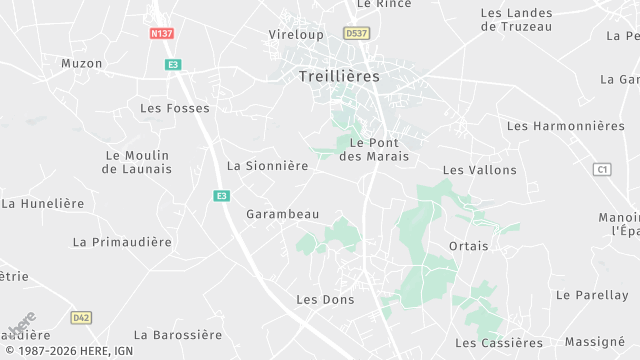 Carte de la zone d'intervention à Treillières
