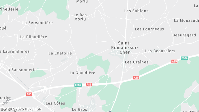 Carte de la zone d'intervention à Saint-Romain-sur-Cher