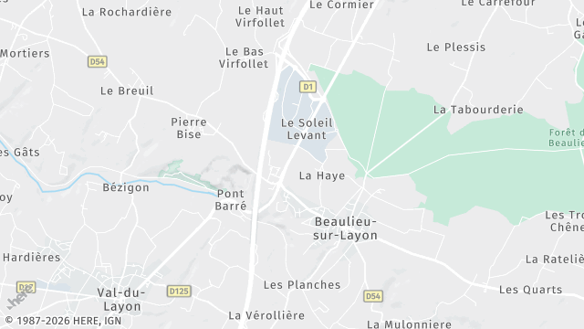 Carte de la zone d'intervention à Beaulieu-sur-Layon